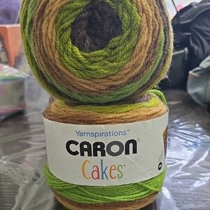 Caron Cakes Multicolor Yarn - Green and Brown